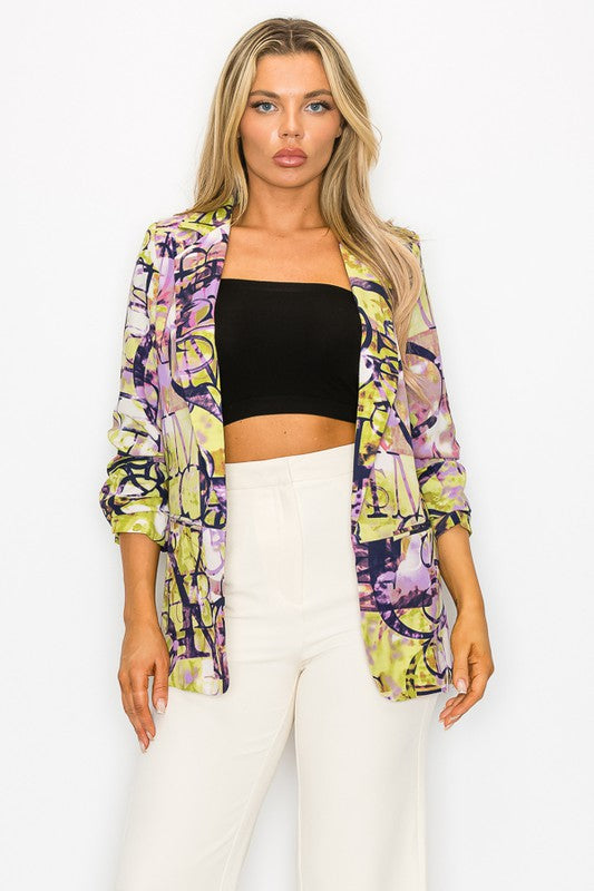 Chaqueta Estampada Combinación Morada