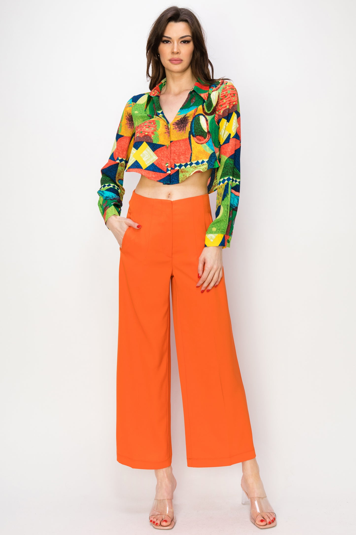 High-Waisted Wide Crop Pants